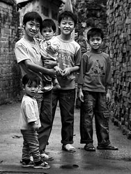 Local boys in a village near Hanoi.