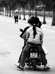 Nowadays there are over 20 Million motorbikes on Vietnam streets. They replaced the bicycle as number one vehicle in the big cities.